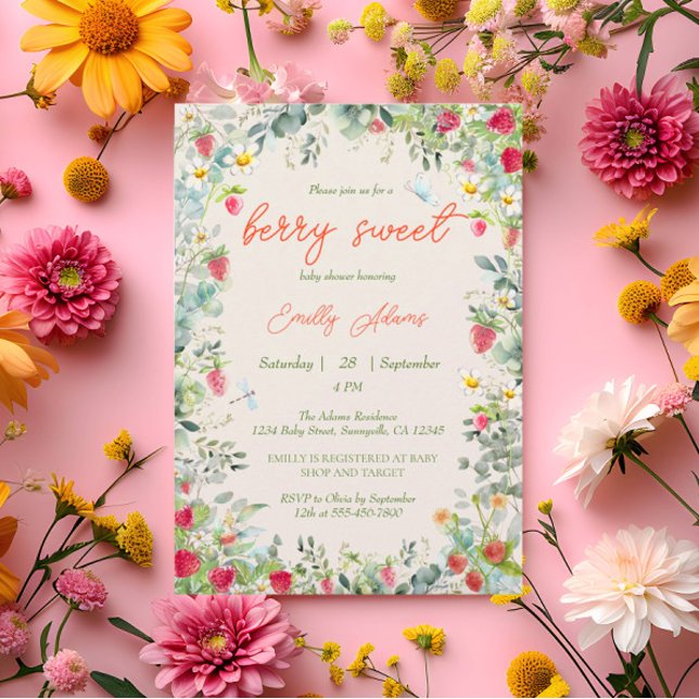 Strawberry Watercolor Gender Neutral Baby Shower Invitation (Creator Uploaded)