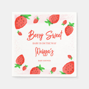Strawberry Watercolor Girl Baby Shower Berry Sweet Napkin