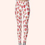 Strawberry Watercolor Leggings<br><div class="desc">Sweet strawberry watercolor pattern in red,  pink and white.  Original art by Nic Squirrell.</div>