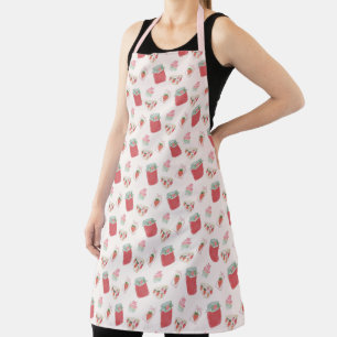 Strawberry Watercolor Pattern  Apron