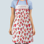 Strawberry Watercolor Personalised Apron<br><div class="desc">Sweet watercolor strawberry design with a modern font.   Change the name to personalise. Original art by Nic Squirrell</div>