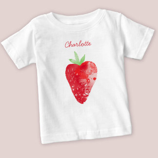 Strawberry Watercolor Personalised Baby T-Shirt