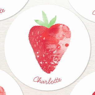 Strawberry Watercolor Personalised Classic Round Sticker
