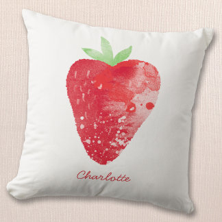 Strawberry Watercolor Personalised Cushion
