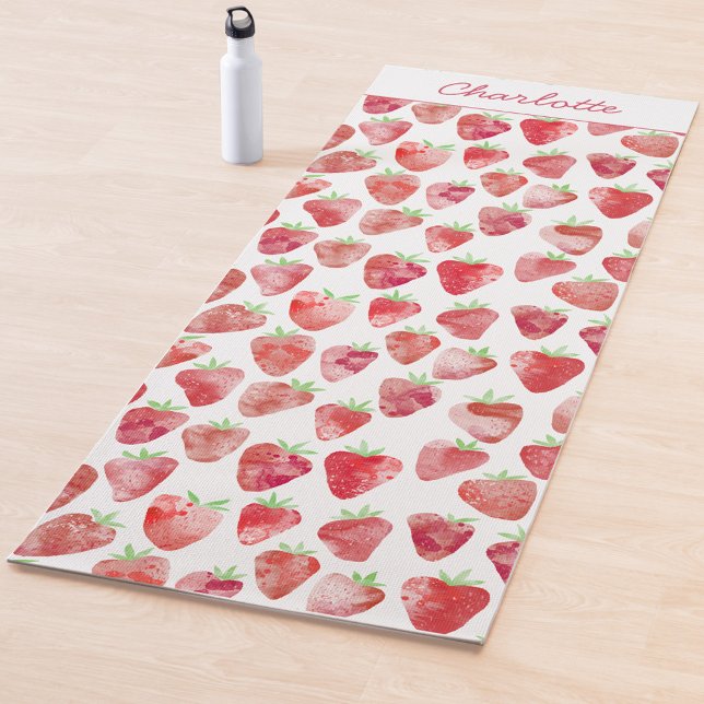 Strawberry Watercolor Personalised Yoga Mat (Creator Uploaded)