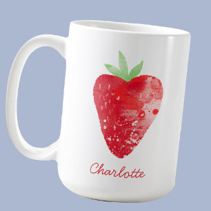 Strawberry Watercolor Personalized Coffee Mug