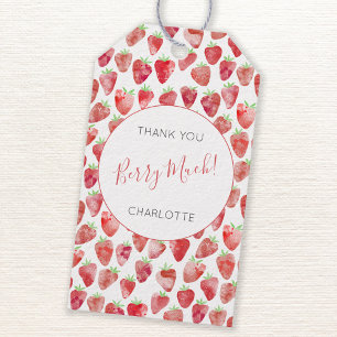 Strawberry Watercolor Personalized Thank You Gift Tags