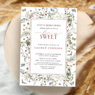 Strawberry Watercolor Red Bridal Shower Invitation
