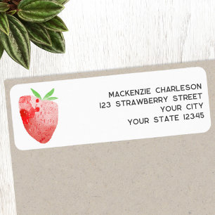 Strawberry Watercolor Return Address
