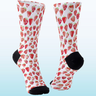 Strawberry Watercolor Socks
