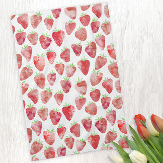 Strawberry Watercolor Tea Towel