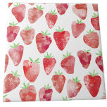 Strawberry Watercolor Tile<br><div class="desc">Sweet and fruity strawberry watercolor pattern in red, pink and white. Original art by Nic Squirrell.</div>