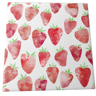 Strawberry Watercolor Tile