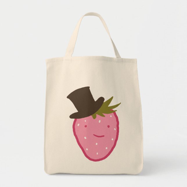 Strawberry Wearing A Top Hat Tote Bag (Front)