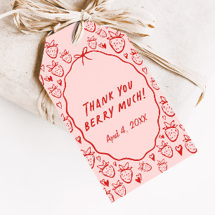 Strawberry Whimsical Coquette Favour Gift Tags