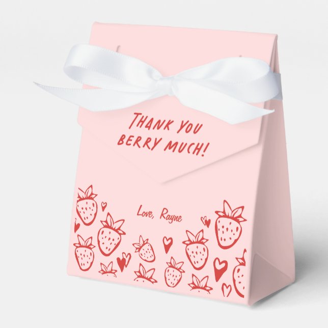 Strawberry Whimsical Coquette Girls Birthday Favour Box (Front Side)