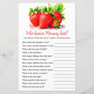 Strawberry "Who Knows Mummy Best" Baby Shower Game
