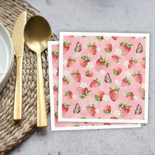 Strawberry with Butterfly Napkin