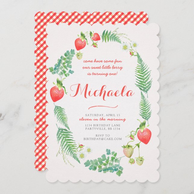 Strawberry with Ferns Invitation (Front/Back)