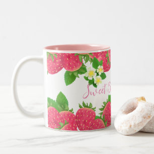 Strawberry With Flowers Two-Tone Coffee Mug