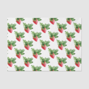 Strawberry with Green Leaf Tissue Paper