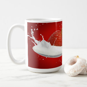 Strawberry with milk splash coffee mug