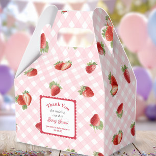 Strawberry with pink Gingham-Baby Girl Shower Favour Box