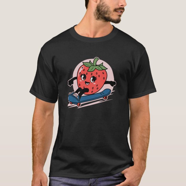 strawberry with skateboarding T-Shirt (Front)