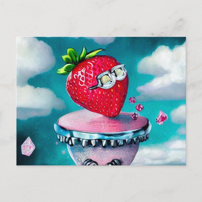 Strawberry with Sunglasses Postcard (Front)