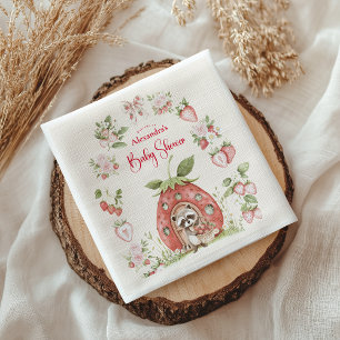Strawberry Woodland Baby Shower Napkin