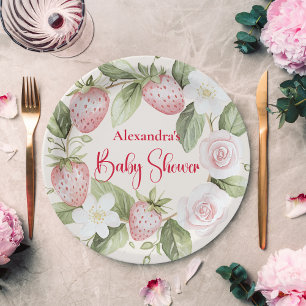Strawberry Woodland Baby Shower Paper Plate