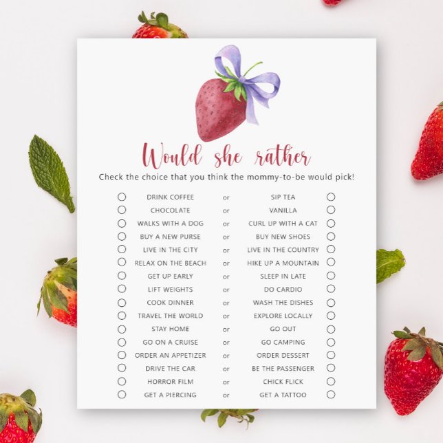 Strawberry / Would She Rather Baby Shower Game (Creator Uploaded)