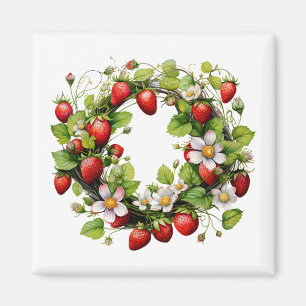 Strawberry Wreath Magnet