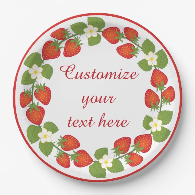 Strawberry Wreath Paper Plate (Front)