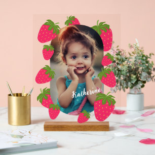 Strawberry Yellow Transparent Photo Acrylic Sign