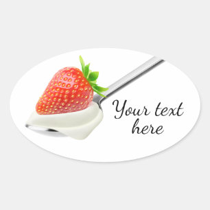 Strawberry yogurt oval sticker
