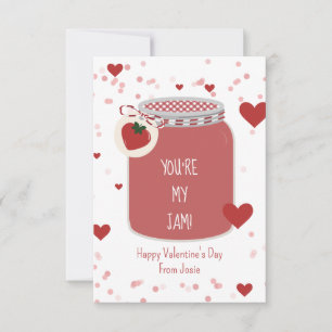 Strawberry You're My Jam Classroom Valentine Card