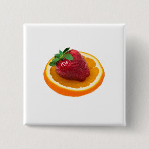 Strawbery and orange 15 cm square badge