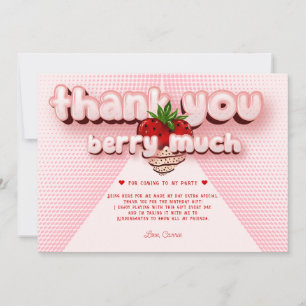 Strawbery Girl Pink Birthday Photo Berry Much Thank You Card