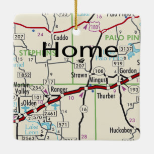 Strawn TX Map Ceramic Ornament