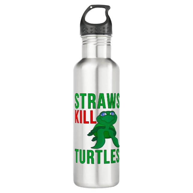 Straws Kill Turtles 710 Ml Water Bottle (Front)