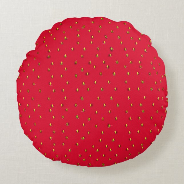 Strawsberry Background red Round Cushion (Front)
