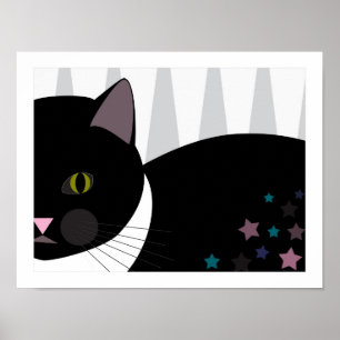 Stray Cat   Abstract Art   Black, Grey and White Poster