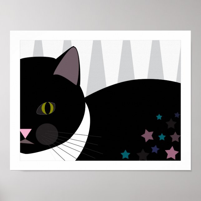 Stray Cat | Abstract Art | Black, Grey and White Poster (Front)
