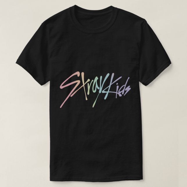 STRAY KIDS Pastel Rainbow Logo Sticker T-Shirt (Design Front)