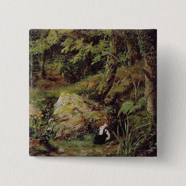 Stray rabbits 15 cm square badge (Front)