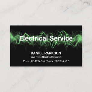Streaking Luminous Green Electricity, Electrician Business Card