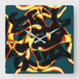 Streaks burnt yellow red looks terry, flawed spray square wall clock
