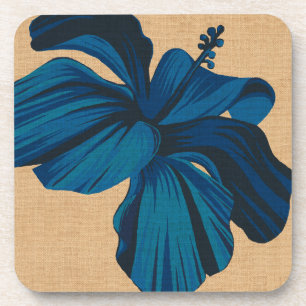 Streaky Hawaiian Hibiscus Faux Linen Coasters