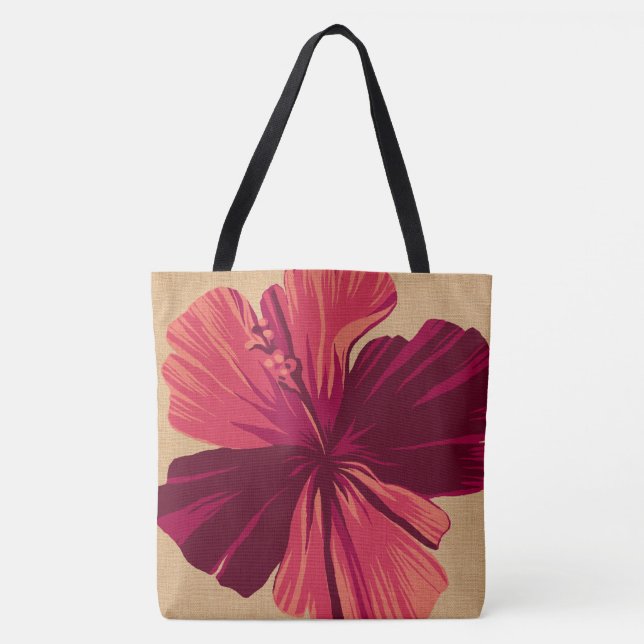 Streaky Hawaiian Hibiscus Reversible Beach Bag (Front)